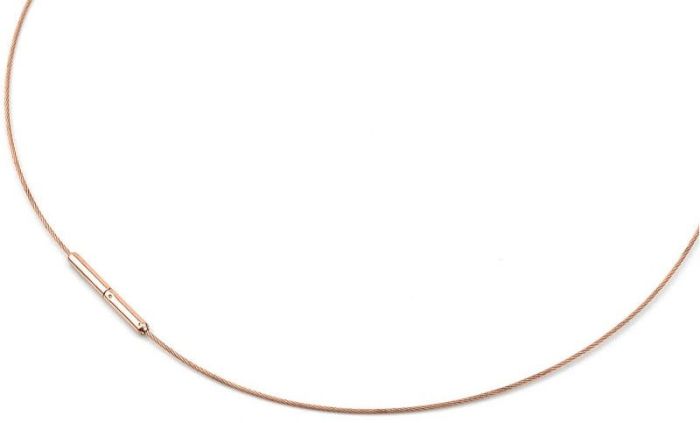 Boccia Titanium 0802-0345 Damen-Collier Roségoldfarben Edelstahl-Seil mit Titanschliesse 45 cm