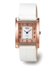 BOCCIA Titanium Royce Damenuhr 3141-04 rosegold / weißes Lederband
