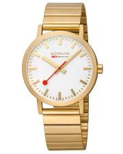 Original Schweizer Bahnhofsuhr Mondaine A660.30360.16SBM Ø40mm Gelbgoldplattiert/satin-mattiert