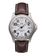 Momentum Atlas 38 Eclipse Solar Herrenuhr Titan Ø38mm weiß mit Lederband