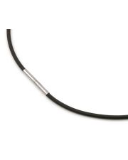 Boccia Titanium 0801-0142 Damen-Collier Kautschuk Länge 42cm Schwarz/Silber mit Bajonett-Verschluss
