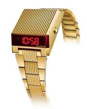 Bulova Computron 97C110 Herren Retro Digital Uhr rot gelbgoldfarben