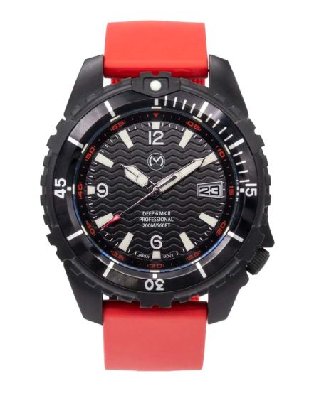 Momentum Herrentaucheruhr Deep 6 MK II Black-Ion Ø48mm Red Goma