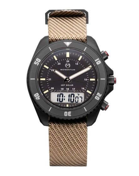 Momentum UDT Military Herrenuhr Ana-Digi 200m Saphirglas Ø43mm Natoband Sand