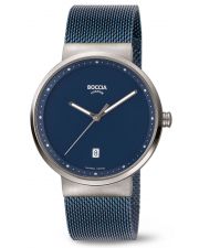 Boccia Titanium 3615-05 Herrenuhr Dunkelblau mit Milanaise-Uhrband
