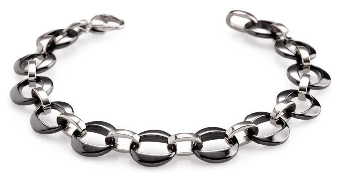 Boccia Titanium 0394-02 Armband aus Rein-Titan und Ceramic poliert