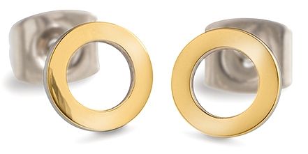 Boccia Titanium 05023-02 Ohrstecker aus Rein-Titan poliert gelbgoldplattiert Kreis