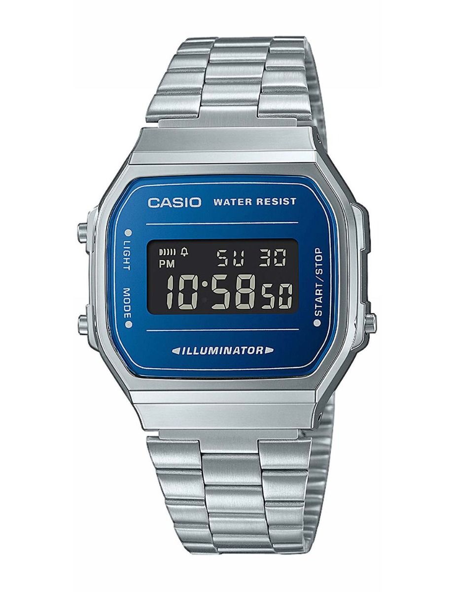 Casio Vintage Collection Retro-Armbanduhr A168WEM-2BEF Digital Blau / Silber