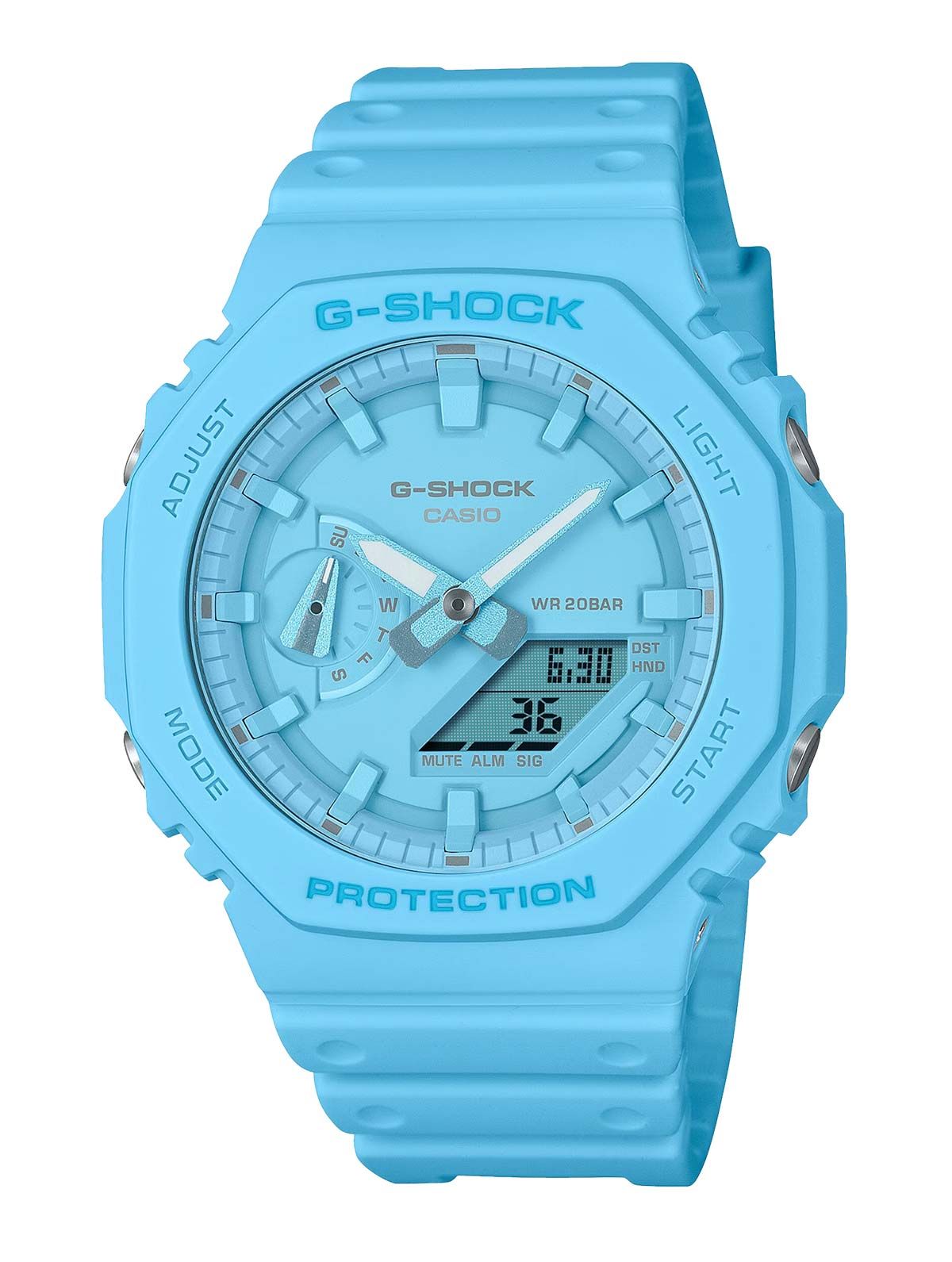 Casio GA 2100 2A2ER G Shock Herrenuhr Hellblau aus Oko Harz