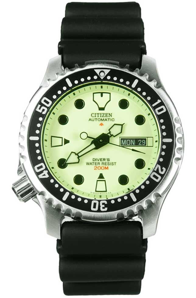 Citizen Promaster Automatic Diver s NY0040 09W mit hellem Leuchtzifferblatt