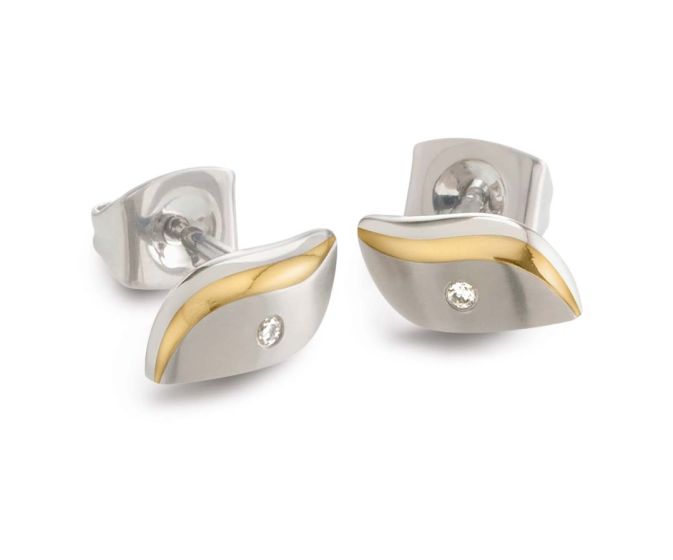 Boccia Titanium 05044-04 Ohrstecker Titan bicolor mit Diamant/Brillant