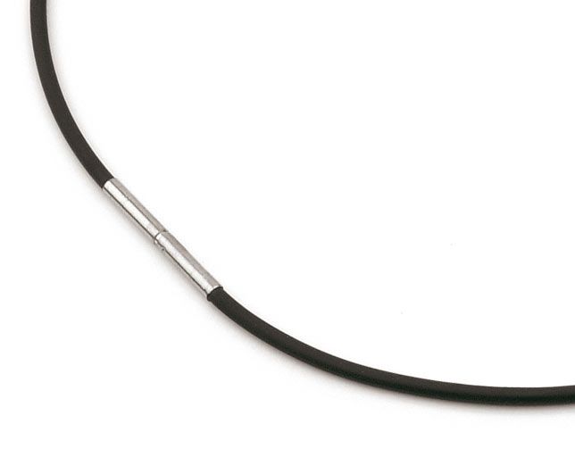Boccia Titanium 0801-0142 Damen-Collier Kautschuk Länge 42cm Schwarz/Silber mit Bajonett-Verschluss