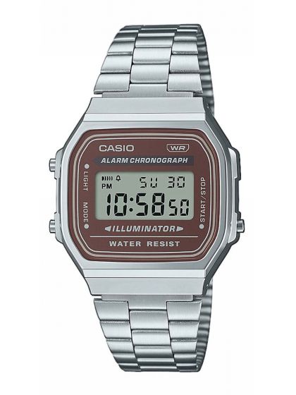 Casio Vintage Collection Retro-Armbanduhr A168WA-5AYES Digital Braun / Silber